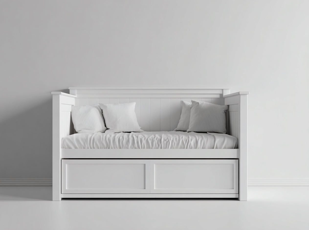 Sofás cama de madera 195x90x88 cm - blanco - estilo clásico con almacenaje