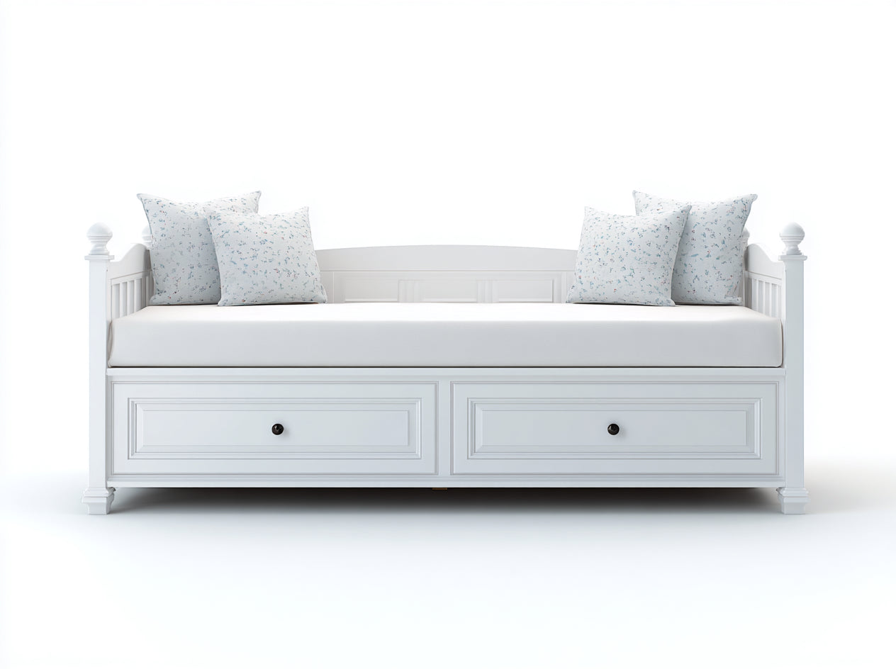 Sofás cama de madera 210x90x95 cm - blanco - estilo clásico con cajones integrados