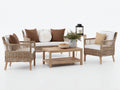 Sofás de exterior ratán 215x78x82 cm natural para jardín - conjunto con mesa
