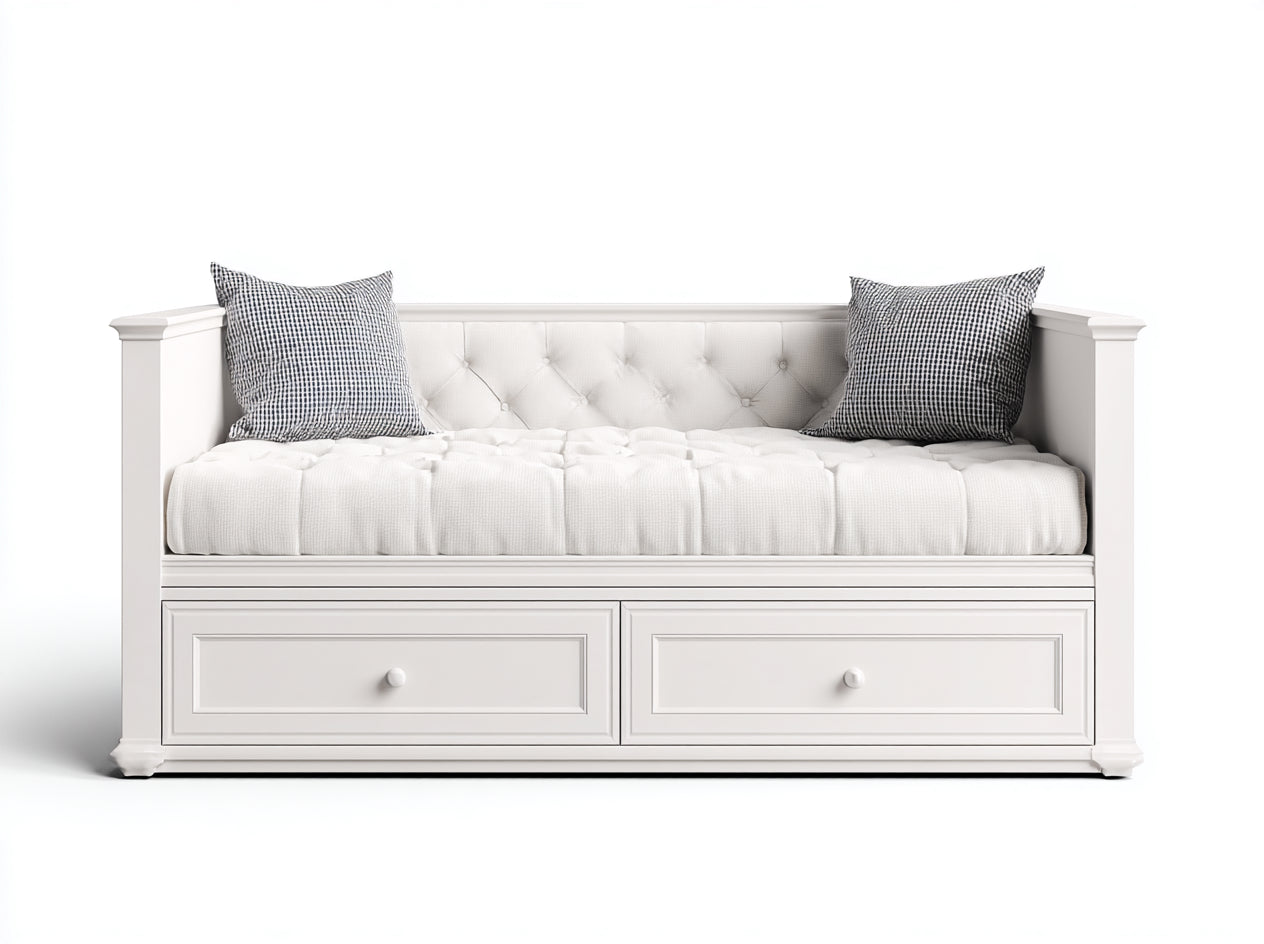 Sofás cama de madera y tela 200x90x88 cm - blanco - estilo clásico con cajones