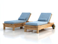Tumbonas madera 205x72x86 cm natural y azul para jardín - conjunto reclinable con ruedas
