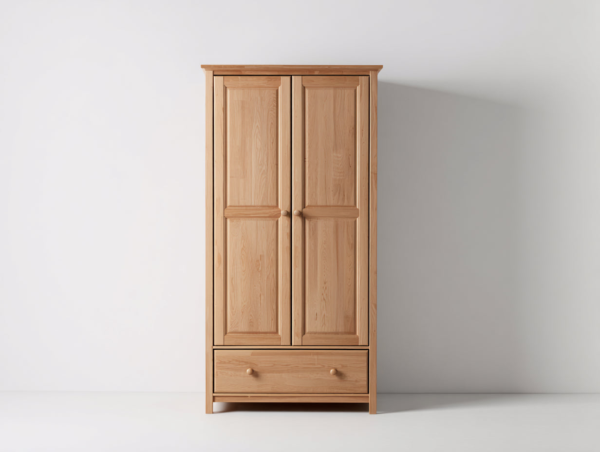 Armarios de dormitorio de madera maciza 90x55x180 cm - madera natural - estilo clásico con cajón