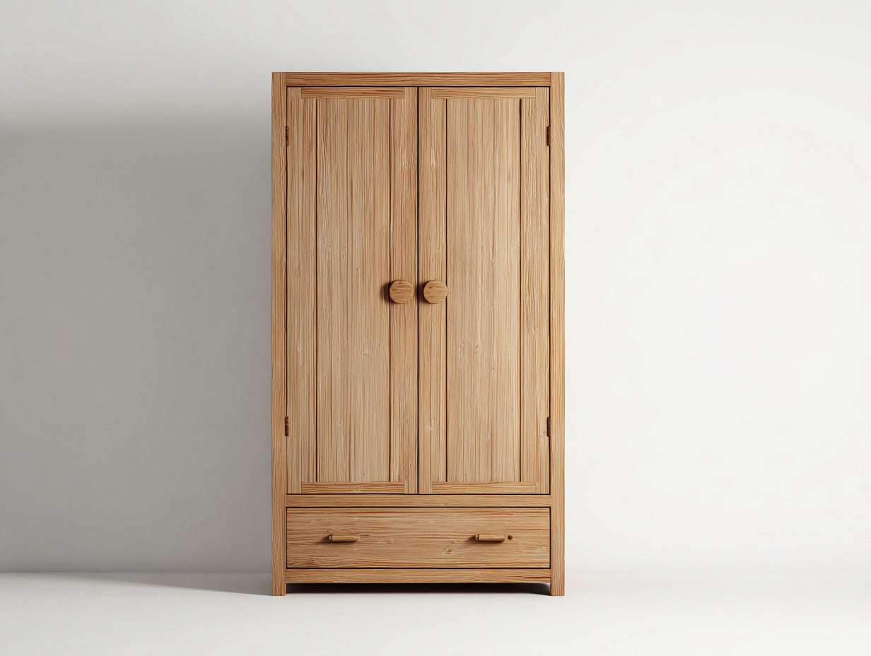 Armarios de madera 100x50x180 cm - natural - estilo rústico con cajón inferior