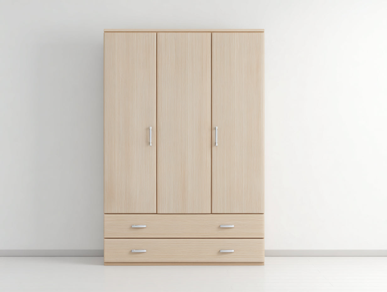 Armarios de madera 120x50x180 cm - beige - estilo moderno con 2 cajones inferiores