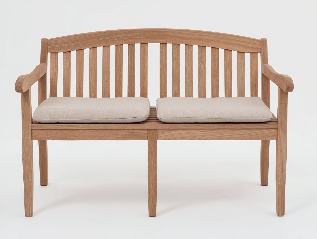 Bancos de jardín de madera efecto teca 130x56x88 cm - natural - diseño clásico para exterior