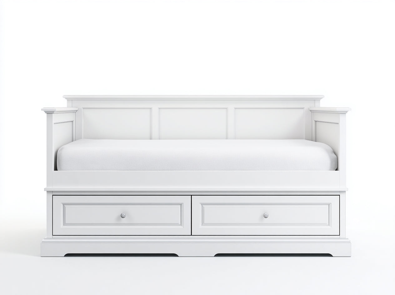 Sofás cama de madera 200x90x95 cm - blanco - diseño clásico con cajones de almacenamiento