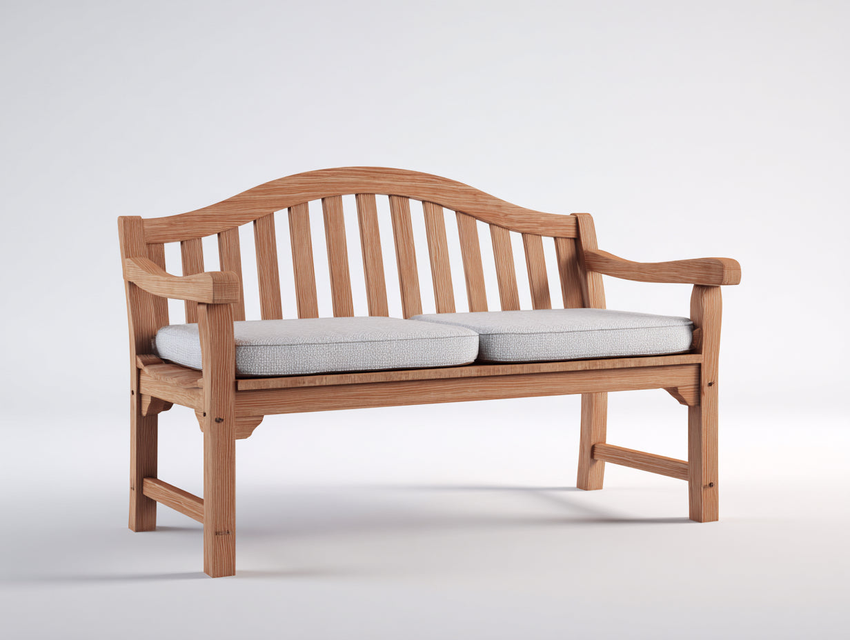 Bancos de jardín de madera 150x62x92 cm - madera natural - estilo clásico con cojín