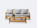 Sofás de exterior de ratán y tela 210x82x78 cm - natural-gris - conjunto con mesa de centro