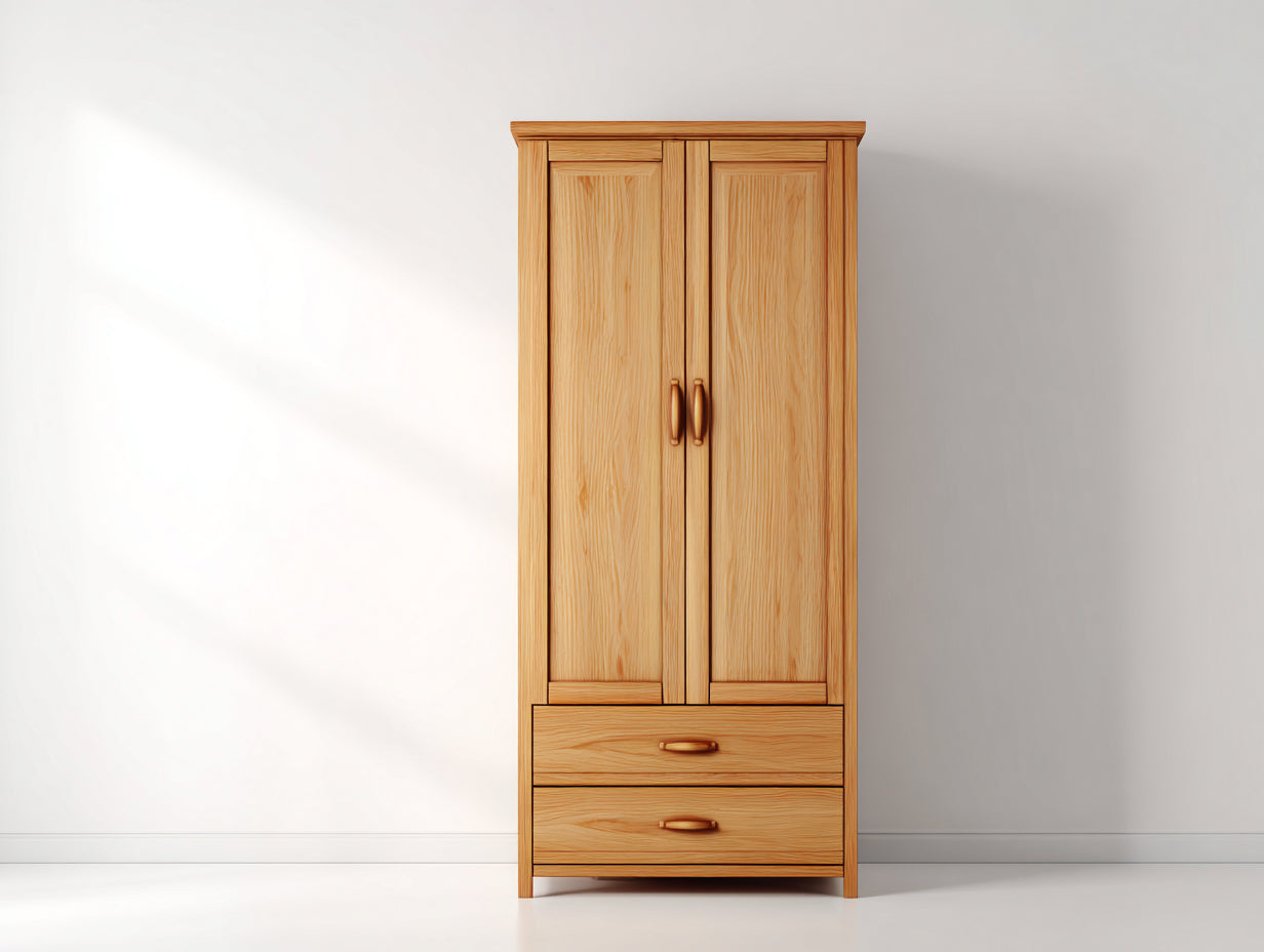 Armarios de madera efecto pino 78x42x178 cm - natural - diseño clásico para dormitorio