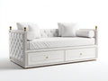 Sofás cama tapizado en piel sintética 210x96x86 cm - blanco - diseño clásico para dormitorio