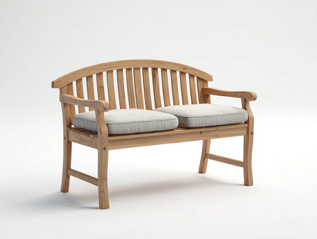 Bancos de jardín de madera 150x60x95 cm - natural - estilo clásico con cojines