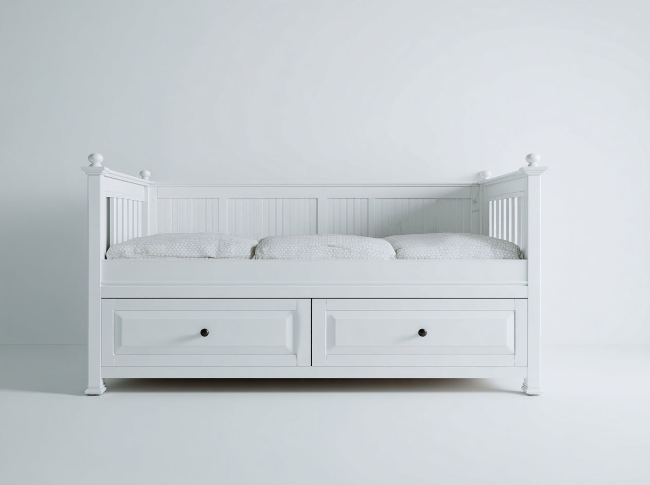 Sofás cama de madera 200x90x95 cm - blanco - estilo clásico con cajones inferiores