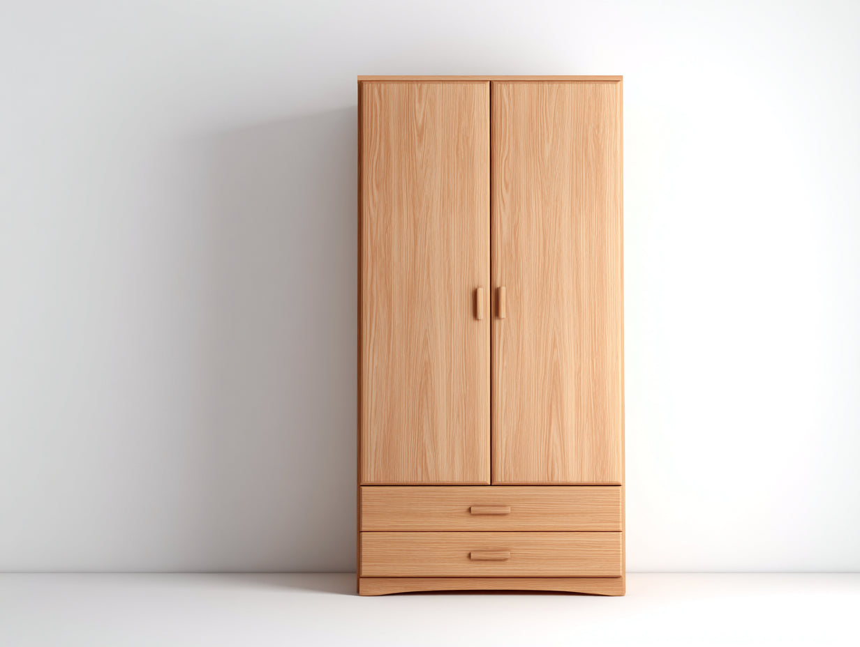 Armarios de madera 100x50x180 cm - natural - estilo contemporáneo con 2 cajones inferiores