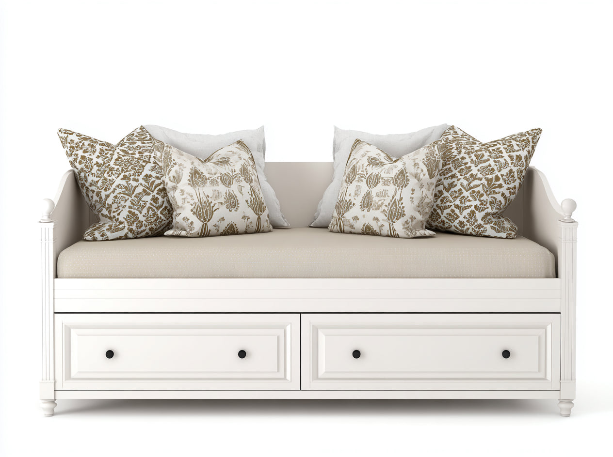 Sofás cama de madera 200x90x95 cm - beige - estilo clásico con cajones inferiores