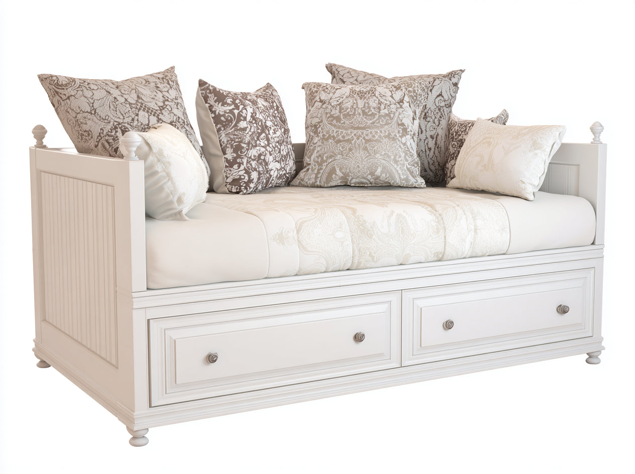 Sofás cama de madera 200x90x90 cm - blanco - estilo clásico con cajones