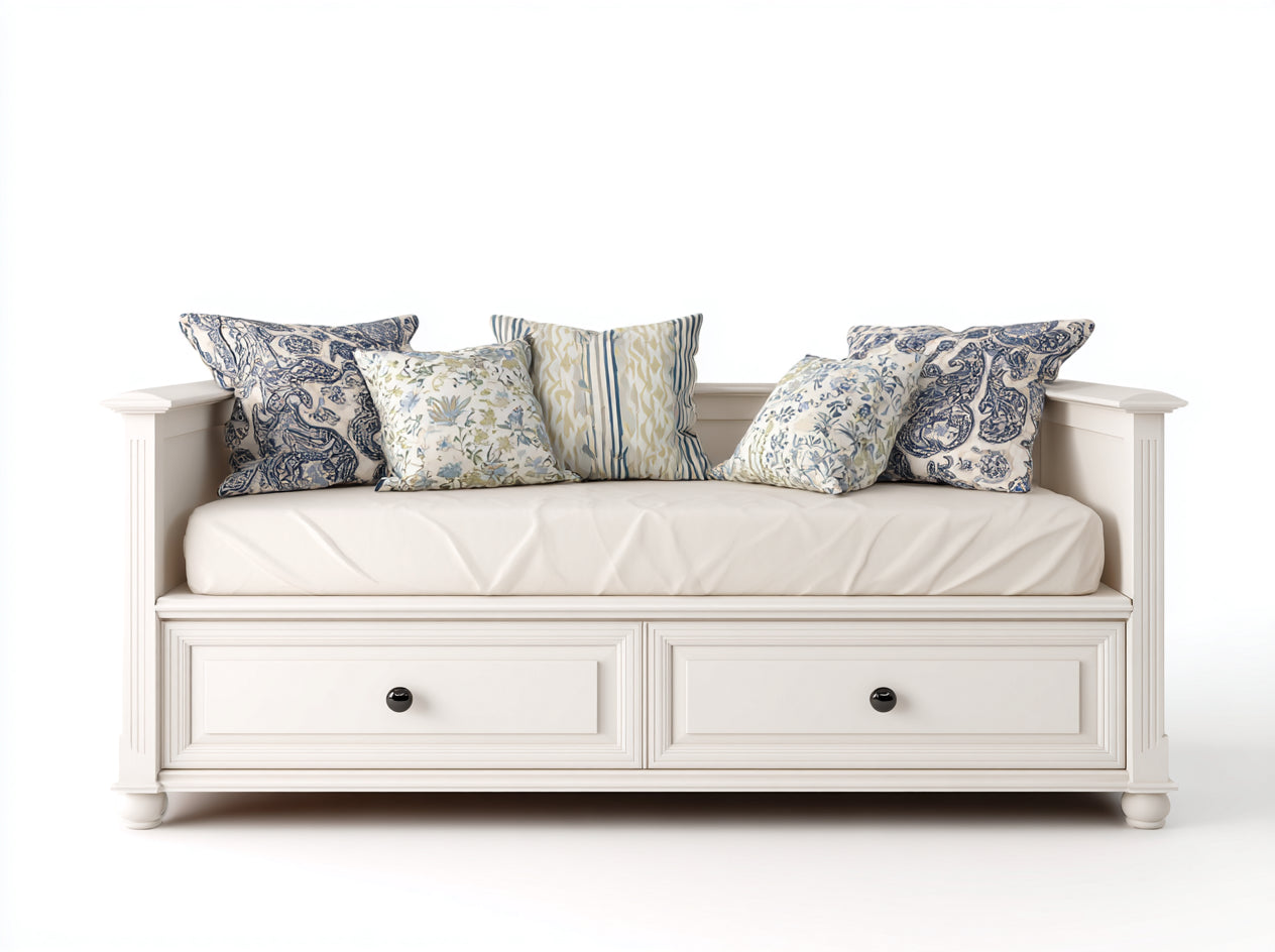 Sofás cama de madera 206x94x85 cm - blanco - diseño clásico para dormitorio
