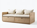 Sofás cama de madera efecto roble 208x96x82 cm - natural - diseño funcional para dormitorio