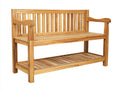 Bancos de jardín madera 150x55x90 cm natural para jardín - diseño clásico con estante inferior