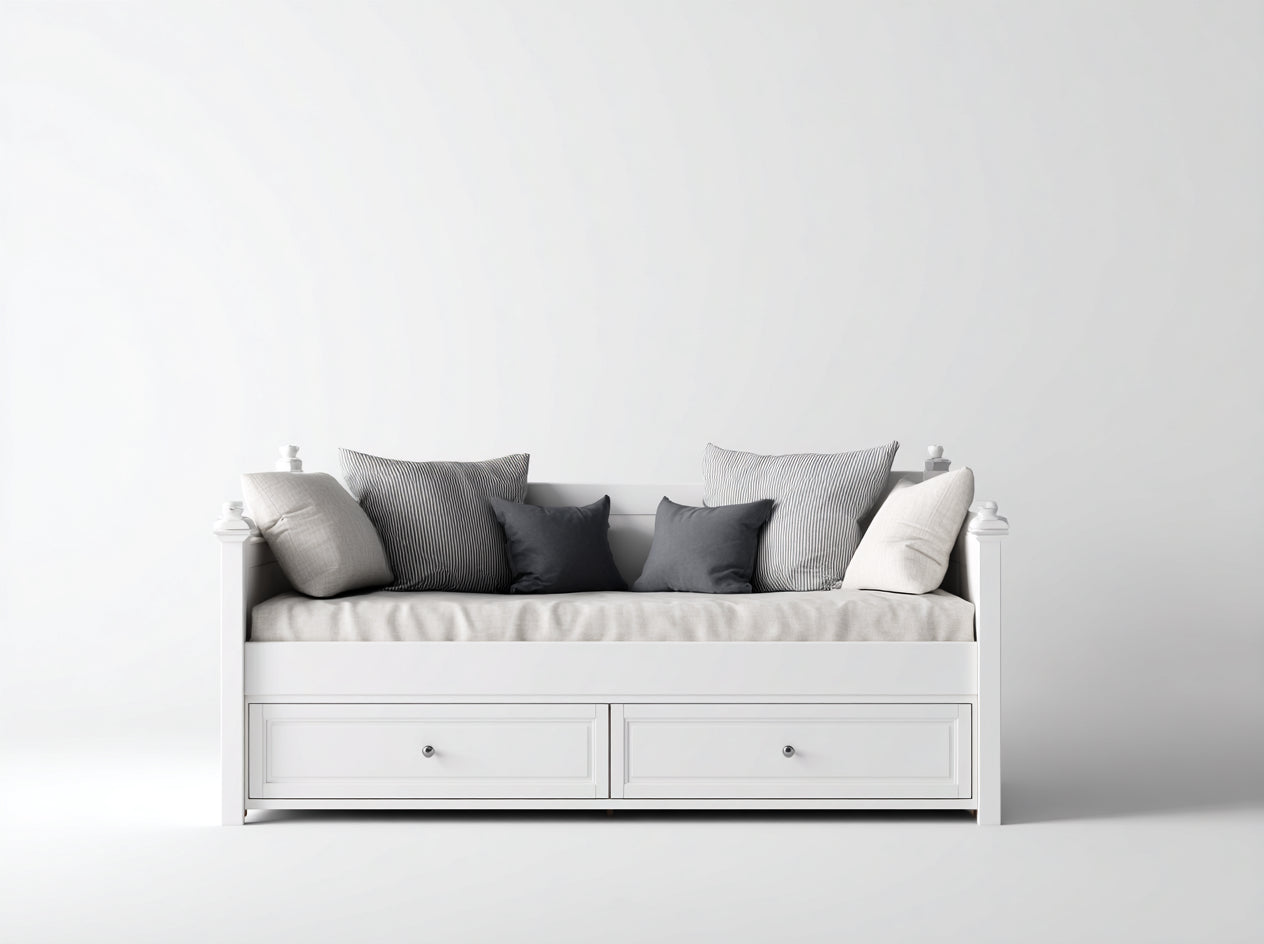Sofás cama madera 205x88x86 cm blanco para salón - diseño con almacenamiento